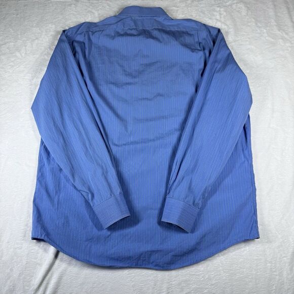 Ralph Lauren Black Label Shirt Blue Striped Stretch Fabric Regular Fit 18 - Picture 5 of 8